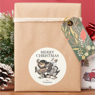 Wo die wilden Kerle wohnen Frohe Weihnachten Runder Aufkleber