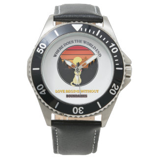 Wo endet die Welt | Süße Katze Retro-Sonnenunterga Armbanduhr