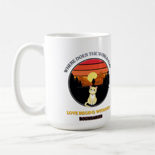 Wo endet die Welt Süße Katze Retro-Sonnenunterga Kaffeetasse