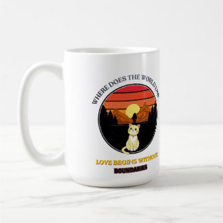 Wo endet die Welt | Süße Katze Retro-Sonnenunterga Kaffeetasse