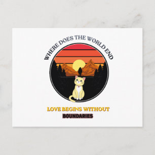 Wo endet die Welt Süße Katze Retro-Sonnenunterga Postkarte