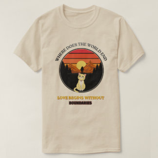 Wo endet die Welt | Süße Katze Retro-Sonnenunterga T-Shirt
