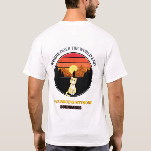 Wo endet die Welt   Süße Katze Retro-Sonnenunterga T-Shirt