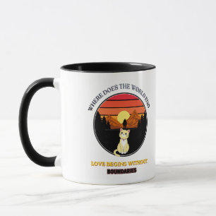 Wo endet die Welt Süße Katze Retro-Sonnenunterga Tasse