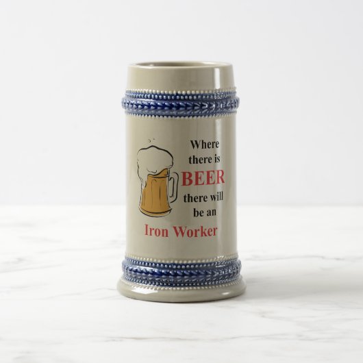 Wo es Bier gibt - bügeln Sie Arbeitskraft Bierglas (Mittel)