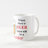 Wo es Bier - Schweißer gibt Kaffeetasse (VorderseiteRechts)