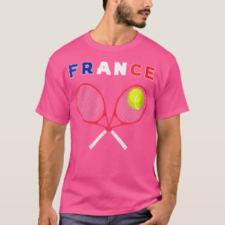 Wo Frankreich Flagge Tennis Ball Schläger Sport Fa T-Shirt