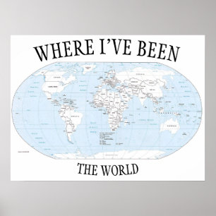 Wo ich in der Welt gewesen bin, färbbare Karte Poster