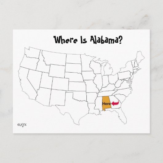 Wo ist Alabama? Postkarte (Vorderseite)