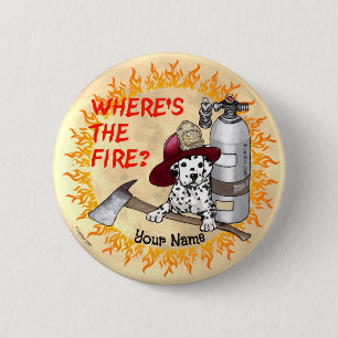 Wo ist das Feuer Feuerwehrmann  Button
