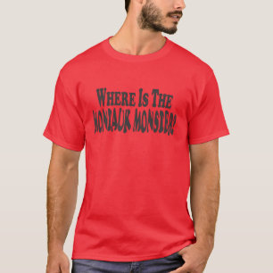 Wo ist das Montauk Monster? - Zwei Linien T-Shirt