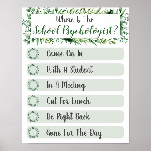 Wo ist das Psychologistenbüro Door Sign? Poster (Vorne)