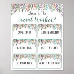 Wo ist das Türzeichen des Sozialarbeiterbüros? Poster