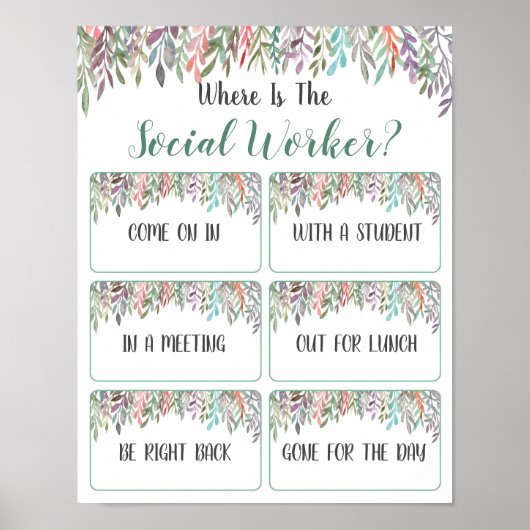 Wo ist das Türzeichen des Sozialarbeiterbüros? Poster (Vorne)