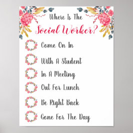 Wo ist das Türzeichen des Sozialarbeiterbüros? Poster