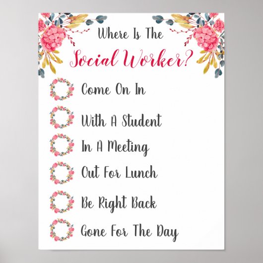 Wo ist das Türzeichen des Sozialarbeiterbüros? Poster (Vorne)