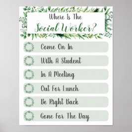 Wo ist das Türzeichen des Sozialarbeiterbüros? Poster