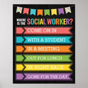 Wo ist das Türzeichen des Sozialarbeiterbüros? Poster