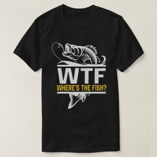 Wo ist der Fisch WTF Men's Funny Fishing T - Shirt (Design vorne)