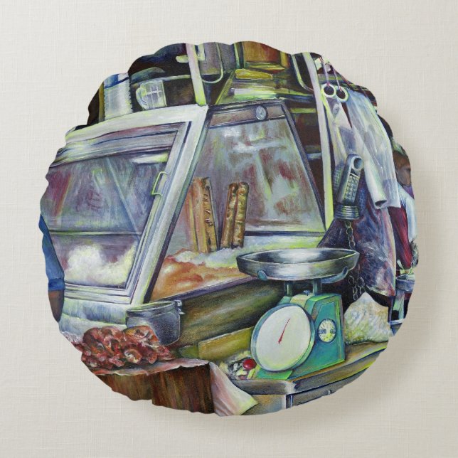 Wo ist der Fischkopf Curry? Singapur Rundes Kissen (Vorderseite)