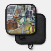 Wo ist der Fischkopf Curry? Singapur Topflappen (Vorderseite/Rückseite)