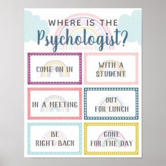 Wo ist der Psychologe Office Door Sign Rainbow? Poster