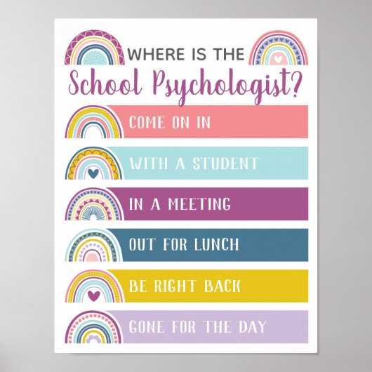 Wo ist der Psychologe Office Door Sign Rainbow? Poster (Vorne)