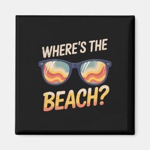 Wo ist der Strand Lustige Sonnenuntergangs-Welle O Magnet