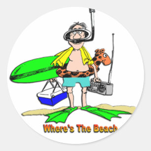 Wo ist der Strand? Runder Aufkleber