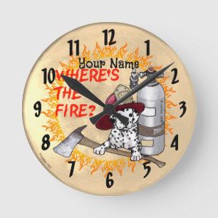 Wo ist die Feuerwehrmann-Uhr Runde Wanduhr
