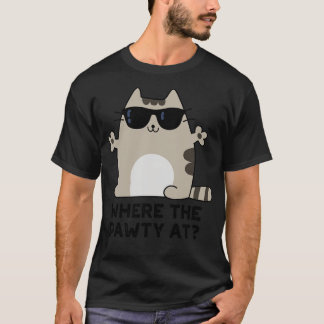 Wo ist die Party bei süßen Party-Katzen-Wortspiel T-Shirt
