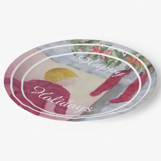 Wo ist die Weihnachtsfeier? Pappteller (Schrägansicht)