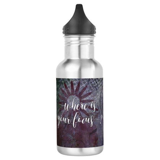Wo ist Ihr Fokus? Typografie rustikale abstrakte 2 Edelstahlflasche (Links)