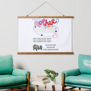 Wo ist Mama? Wandteppich Mit Holzrahmen