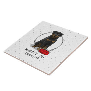 Wo ist mein Abendessen? Rottweiler mit Red Dog Dis Fliese