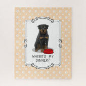Wo ist mein Abendessen? Rottweiler mit Red Dog Dis Puzzle (Vertikal)