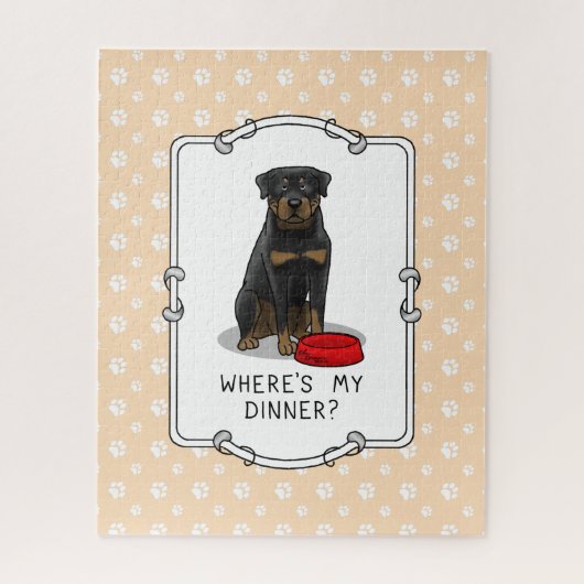 Wo ist mein Abendessen? Rottweiler mit Red Dog Dis Puzzle (Vertikal)