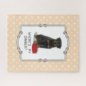 Wo ist mein Abendessen? Rottweiler mit Red Dog Dis Puzzle (Horizontal)