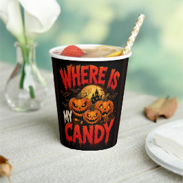 Wo ist mein Halloween-Kürbis-T-Shirt mit Süßigkeit Pappbecher