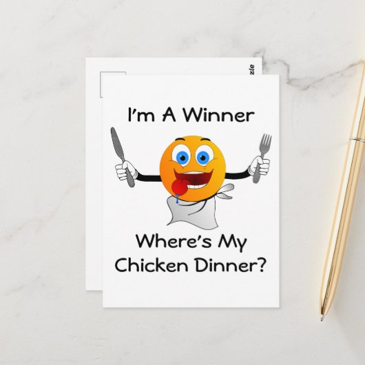 Wo ist mein Hühnchenessen? Postkarte (Vorderseite/Rückseite Beispiel)