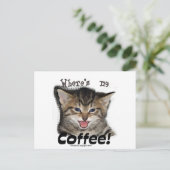 Wo ist mein Kaffee Cat? Postkarte (Stehend Vorderseite)