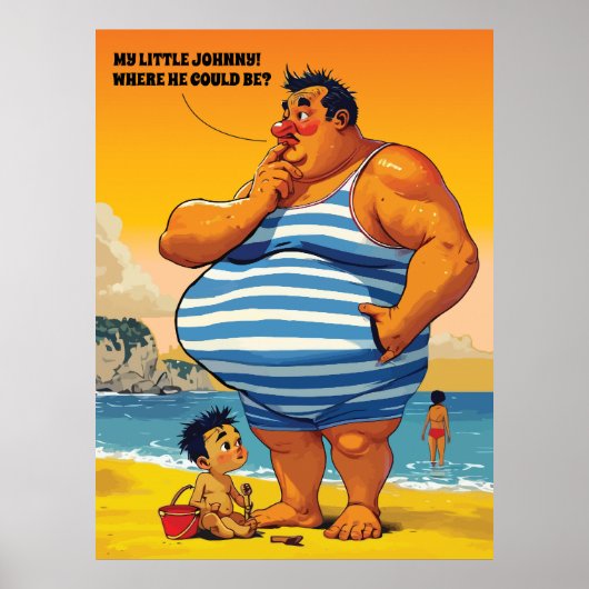 Wo ist mein kleiner Johnny, feiner Mann am Strand, Poster (Vorne)