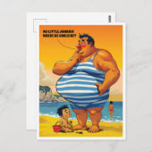 Wo ist mein kleiner Johnny, feiner Mann am Strand, Postkarte (Vorne/Hinten)