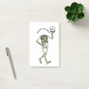 Wo ist mein Verstand Lustiger Halloween-Skelett-Po Post-it Klebezettel