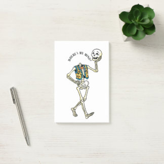Wo ist mein Verstand Lustiger Halloween-Skelett-Po Post-it Klebezettel