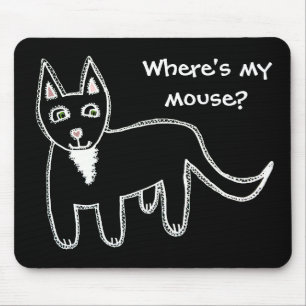 Wo ist meine Maus? Schwarze Katze Mousepad