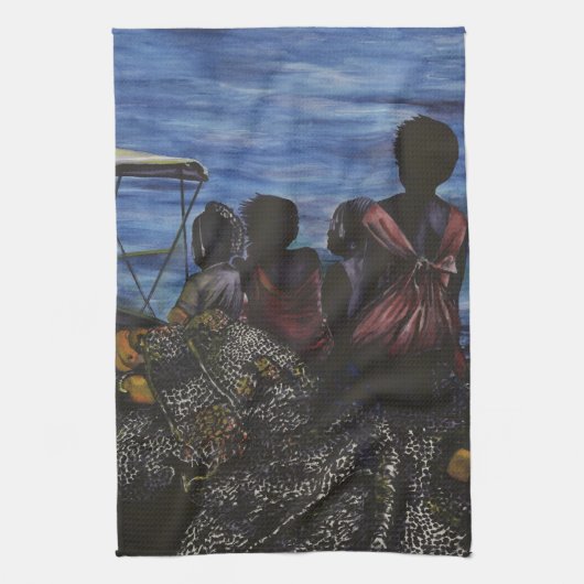 Wo ist Papa?Bahamas Geschirrtuch (Vertikal)