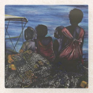 Wo ist Papa? Hafen Glasuntersetzer