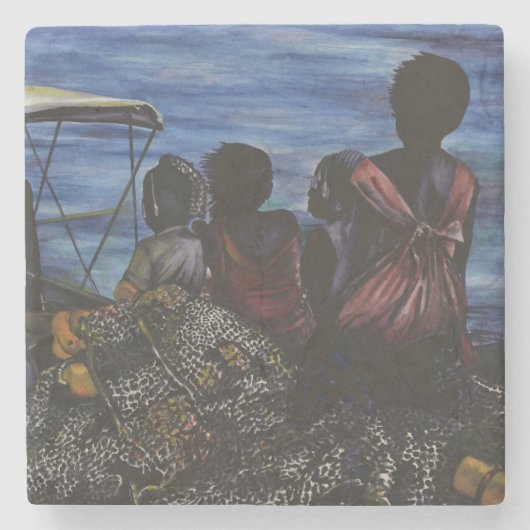 Wo ist Papa? Hafen Insel, Bahamas Steinuntersetzer (Vorderseite)