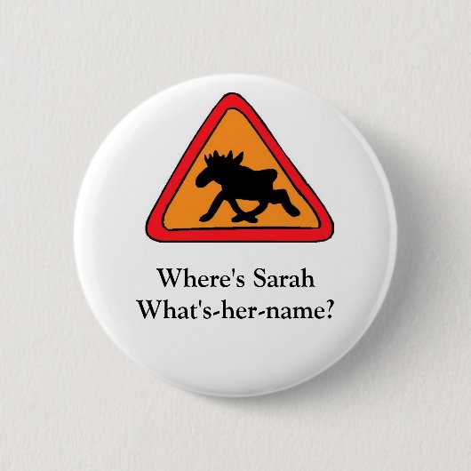 Wo ist Sarah, was ist - Ihrname? Button (Vorderseite)